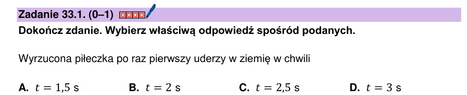 Zadanie 33.1: Czas uderzenia o ziemię - matura matematyka 2026