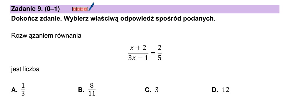 Zadanie 9: Rozwiązanie równania wymiernego - matura matematyka 2026