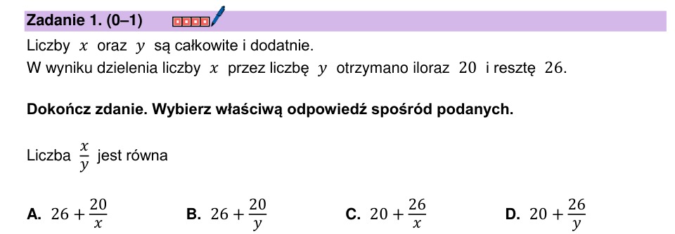 Zadanie 1: Iloraz i reszta z dzielenia - matura matematyka 2026