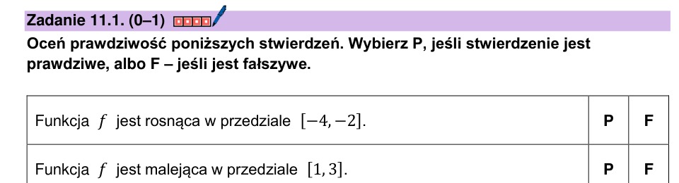 Zadanie 11.1: Monotoniczność na przedziałach - matura matematyka 2026