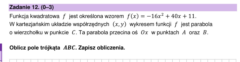 Zadanie 12: Pole trójkąta ABC - matura matematyka 2026