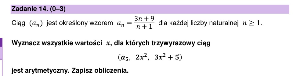 Zadanie 14: Trzywyrazowy ciąg arytmetyczny - matura matematyka 2026
