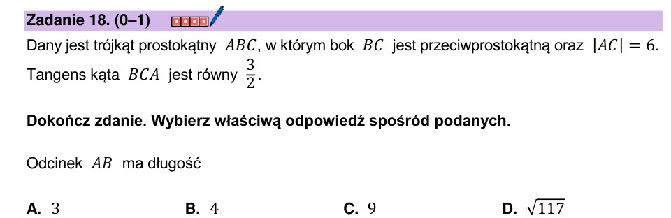 Zadanie 18: Długość odcinka AB - matura matematyka 2026
