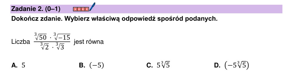 Zadanie 2: Iloczyn pierwiastków sześciennych - matura matematyka 2026