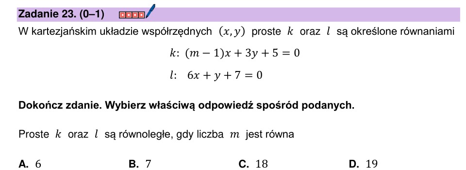 Zadanie 23: Proste równoległe - matura matematyka 2026