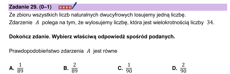 Zadanie 29: Losowanie liczby dwucyfrowej - matura matematyka 2026