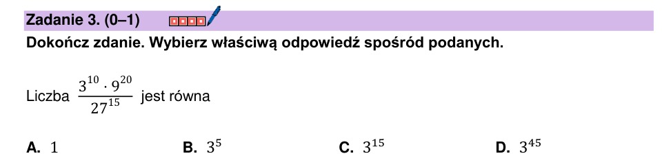 Zadanie 3: Potęgi liczb 3, 9 i 27 - matura matematyka 2026