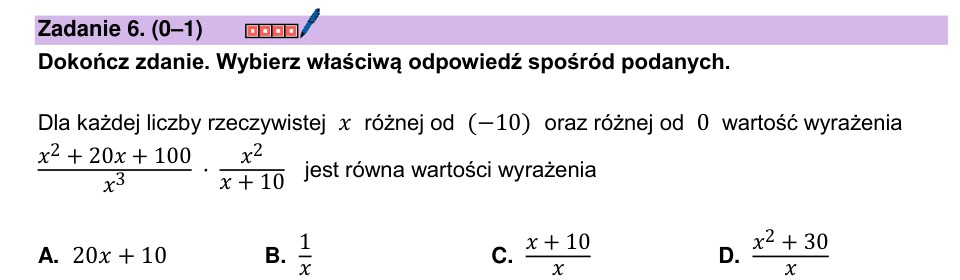 Zadanie 6: Wartość wyrażenia wymiernego - matura matematyka 2026