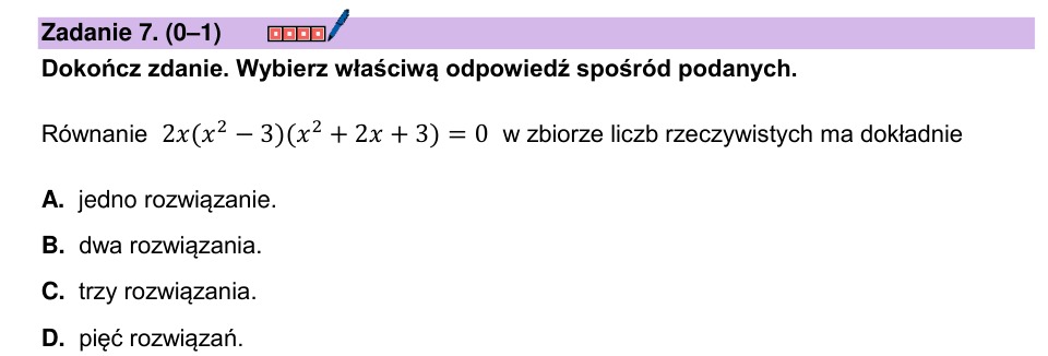 Zadanie 7: Liczba rozwiązań równania - matura matematyka 2026
