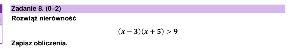 Zadanie 8: Nierówność kwadratowa - matura matematyka 2026