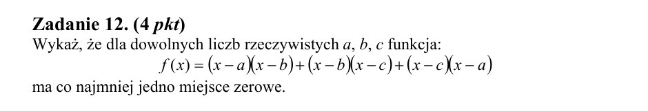 Zadanie 12: Miejsce zerowe funkcji kwadratowej - matura matematyka 2004