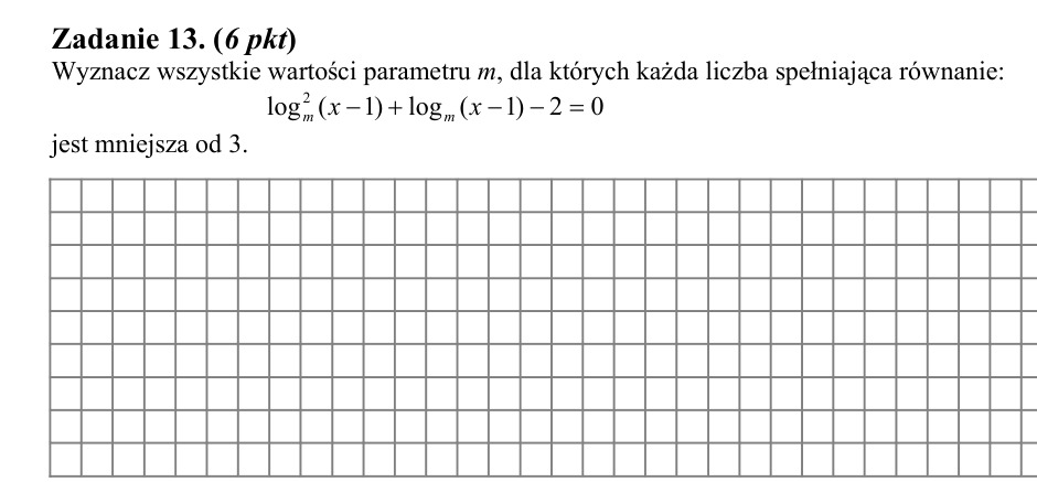 Zadanie 13: Parametr równania logarytmicznego - matura matematyka 2004