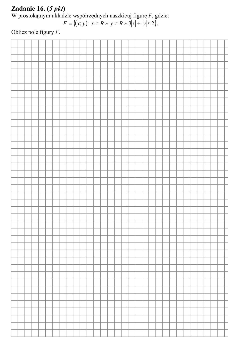 Zadanie 16: Pole figury z modułami - matura matematyka 2004