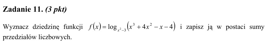 Zadanie 11: Dziedzina funkcji logarytmicznej - matura matematyka 2005