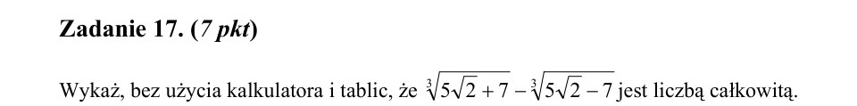 Zadanie 17: Różnica pierwiastków sześciennych - matura matematyka 2005