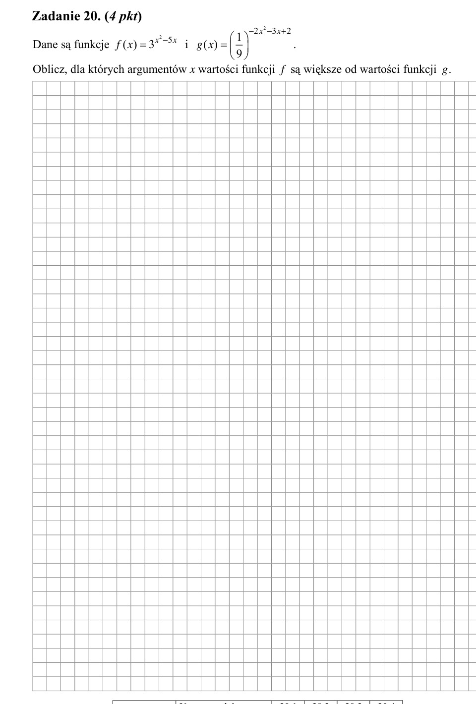 Zadanie 20: Nierówność funkcji wykładniczych - matura matematyka 2006