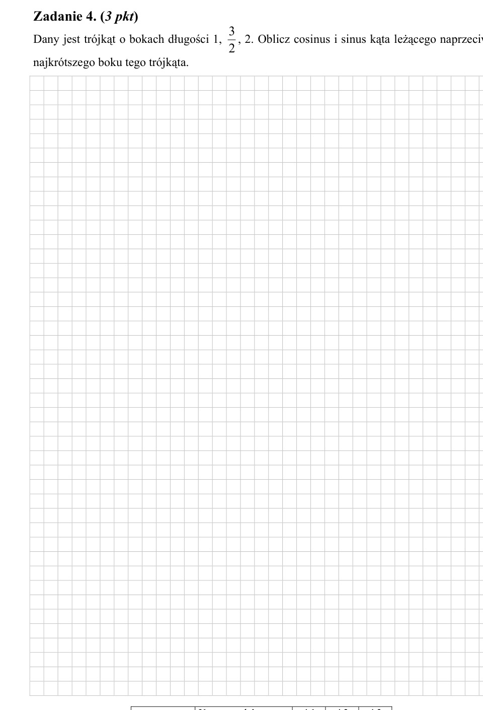 Zadanie 4: Kąt naprzeciw najkrótszego boku - matura matematyka 2007