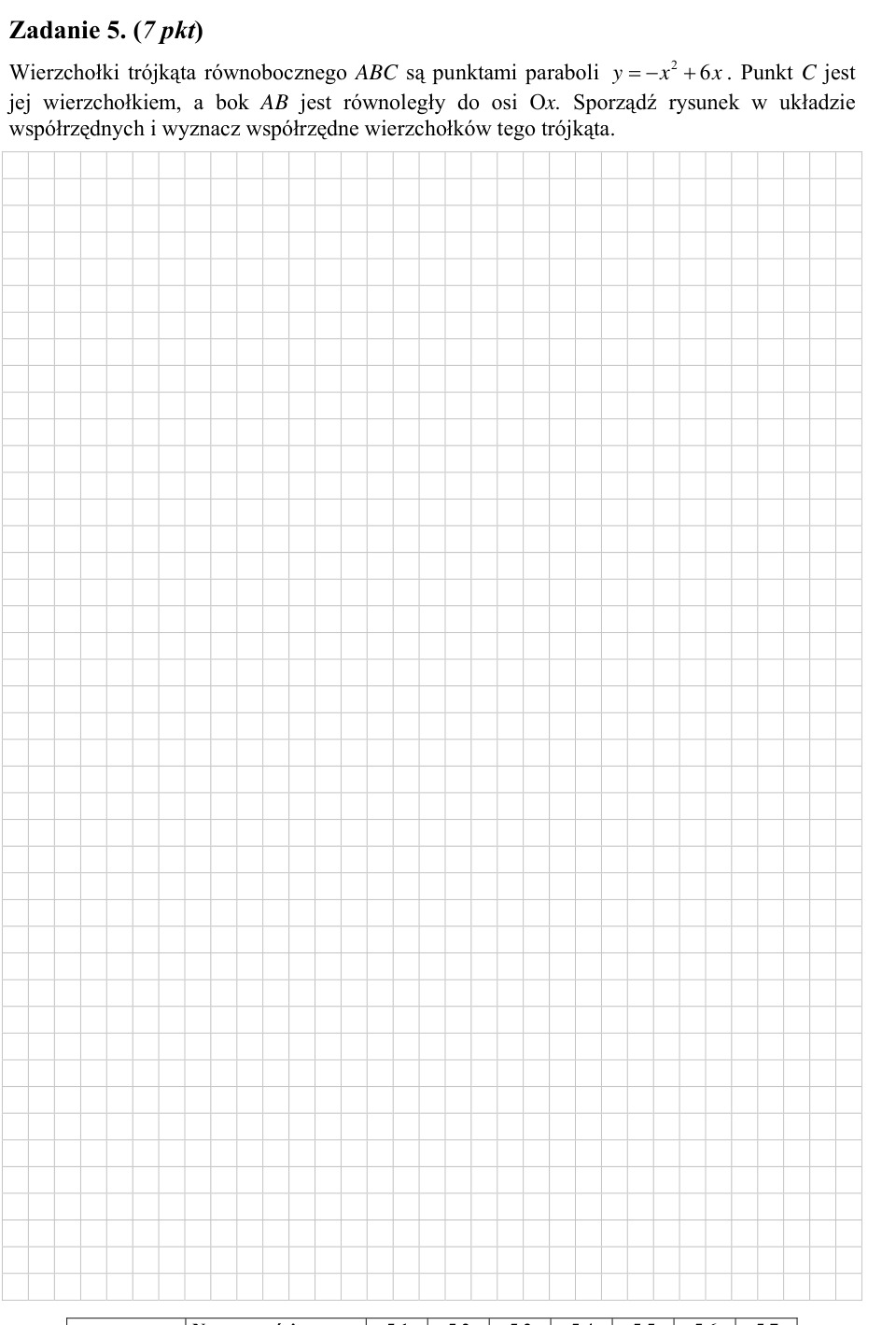Zadanie 5: Trójkąt równoboczny na paraboli - matura matematyka 2007