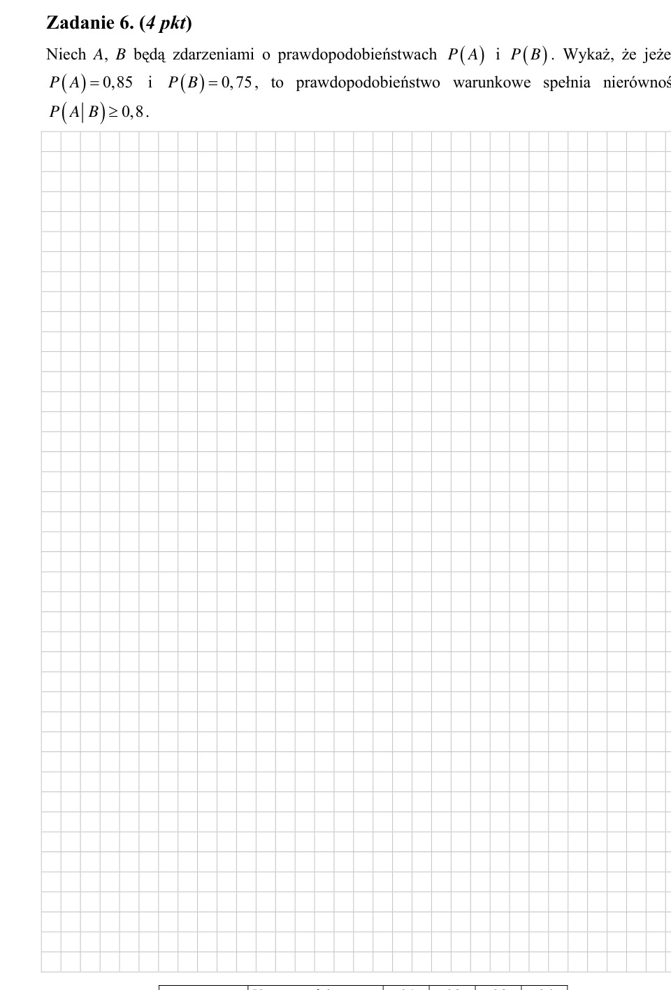 Zadanie 6: Nierówność prawdopodobieństwa warunkowego - matura matematyka 2007