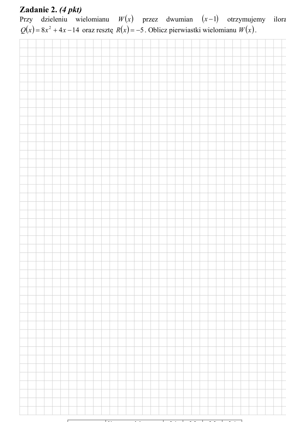 Zadanie 2: Pierwiastki wielomianu z resztą - matura matematyka 2009
