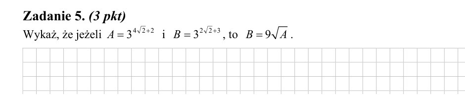 Zadanie 5: Równość potęg A i B - matura matematyka 2009