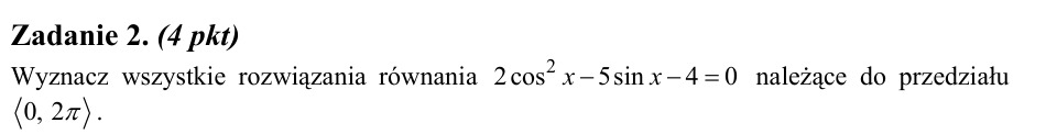 Zadanie 2: Równanie trygonometryczne - matura matematyka 2010