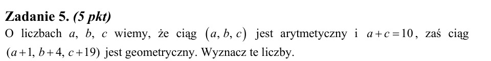 Zadanie 5: Ciąg arytmetyczny i geometryczny - matura matematyka 2010