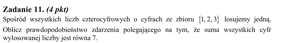 Zadanie 11: Prawdopodobieństwo sumy cyfr - matura matematyka 2011