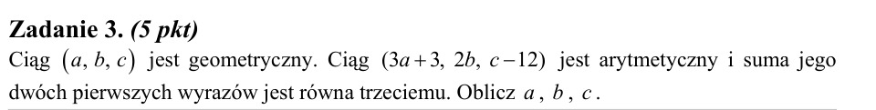 Zadanie 3: Ciąg geometryczny i arytmetyczny - matura matematyka 2011