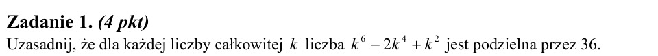 Zadanie 1: Podzielność liczby przez 36 - matura matematyka 2011