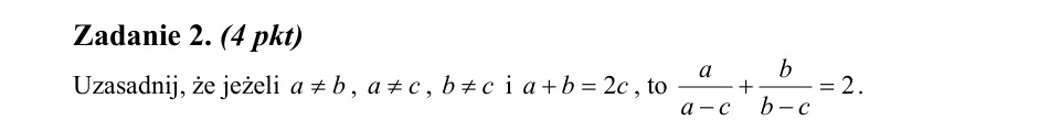 Zadanie 2: Równość ilorazów przy sumie - matura matematyka 2011
