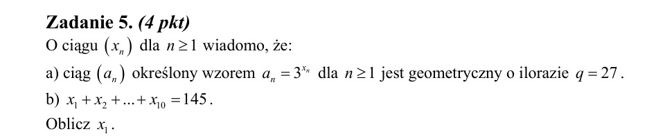 Zadanie 5: Pierwszy wyraz ciągu - matura matematyka 2011
