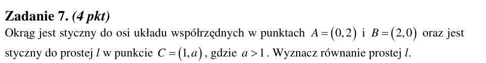 Zadanie 7: Równanie stycznej do okręgu - matura matematyka 2012