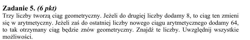 Zadanie 5: Ciąg geometryczny i arytmetyczny - matura matematyka 2012