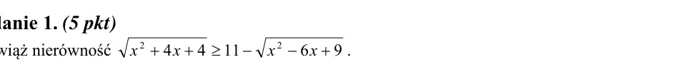 Zadanie 1: Nierówność z dwoma pierwiastkami - matura matematyka 2013