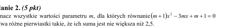 Zadanie 2: Parametr równania kwadratowego - matura matematyka 2013