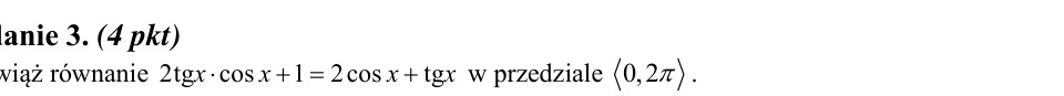 Zadanie 3: Równanie trygonometryczne w przedziale - matura matematyka 2013
