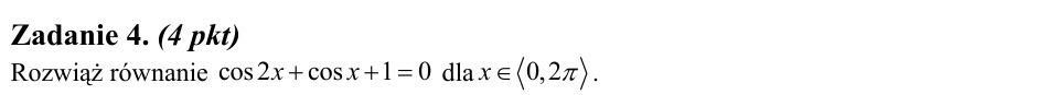 Zadanie 4: Równanie trygonometryczne w przedziale - matura matematyka 2013