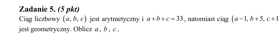 Zadanie 5: Ciąg arytmetyczny i geometryczny - matura matematyka 2013