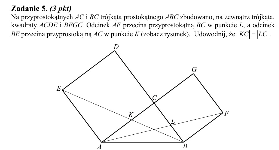 Zadanie 5: Równe odcinki przy kwadratach - matura matematyka 2014