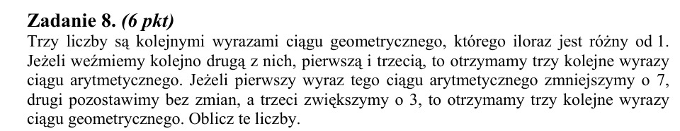 Zadanie 8: Wyrazy dwóch ciągów - matura matematyka 2014