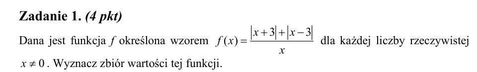 Zadanie 1: Zbiór wartości funkcji - matura matematyka 2014