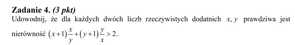 Zadanie 4: Nierówność dla liczb dodatnich - matura matematyka 2014