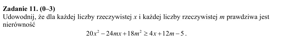 Zadanie 11: Nierówność kwadratowa z parametrem - matura matematyka 2015