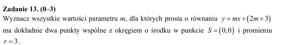 Zadanie 13: Prosta przecinająca okrąg - matura matematyka 2015