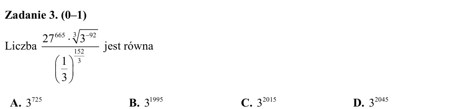 Zadanie 3: Potęga liczby trzy - matura matematyka 2015