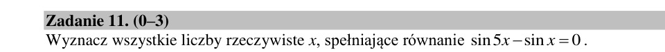 Zadanie 11: Równanie różnicy sinusów - matura matematyka 2015