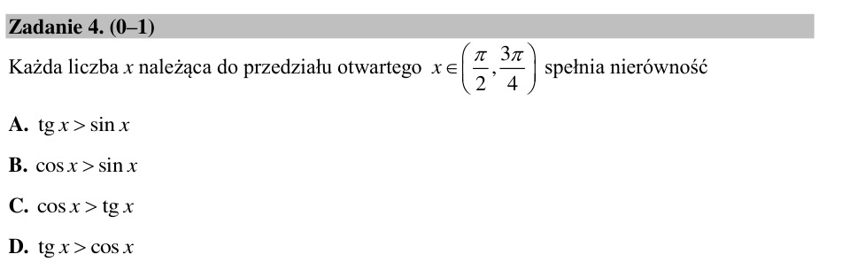 Zadanie 4: Nierówność na przedziale - matura matematyka 2015