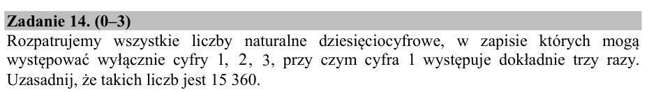 Zadanie 14: Liczby dziesięciocyfrowe z jedynką - matura matematyka 2016