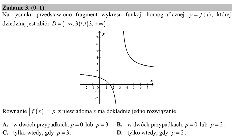 Zadanie 3: Jedno rozwiązanie równania - matura matematyka 2016